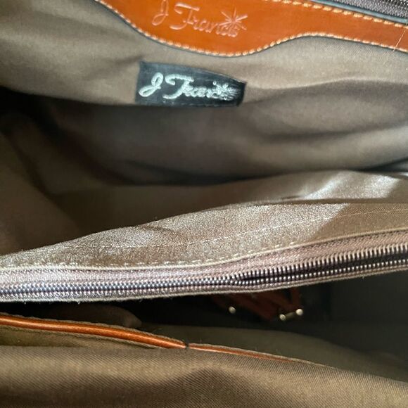 NWOT J Francis Brown satchel bag with crocs embossed print on sides & st… - Picture 14 of 16